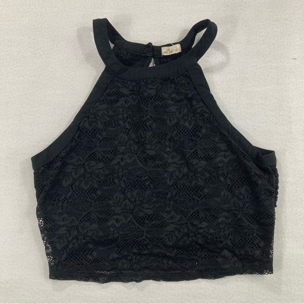 HOLLISTER | Black Lace Halter Crop Top